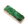 Rechteckiger grüner Druzy Quarz Anhänger mit Roségold Einfassung für DIY Schmuckherstellung - 8x38-12x43mm / Grün
