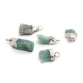 Cinq pièces de turquoise naturelle irrégulière avec fermoirs en métal argenté - Amazonite Couleur Argent