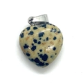 Dalmatian stone heart pendant with black spots and silver metal clasp for necklaces - Pendant Only (No Chain) / Dalmatian Jasper