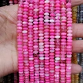 Pink striped agate beads with natural white bands for DIY necklaces and crafts - 4x6mm Approx 96 Pcs / Rose Pink Striped (No. 16)