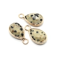 Pendentif goutte en jaspe dalmatien avec bordure dorée pour création de bijoux - Jaspe dalmatien / 10x18mm (3 Pièces/Paquet)