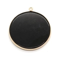 Minimalist round black agate pendant with refined gold-plated metal edge for DIY jewelry - 40mm / Black Agate