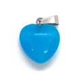 Blue heart-shaped natural stone pendant with silver clasp for DIY jewelry making - Pendant Only (No Chain) / Blue Translucent Style (Style 15)