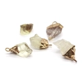 Lot de 5 pendentifs en cristal naturel avec capuchons dorés pour bijoux DIY - Quartz Citron Or
