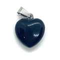 Polished heart-shaped black onyx pendant with a secure silver metal clasp for necklaces - Pendant Only (No Chain) / Black Agate
