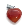 Polished red heart stone pendant with S925 silver clasp for DIY necklace making - Pendant Only (No Chain) / Red Agate