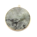 Pendentif rond en pierre de labradorite avec bordure dorée et attache dorée - 40mm / Pierre Flash (Labradorite)