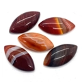 5 pieces of marquise-shaped natural banded agate stones in assorted warm reddish-brown tones - Reddish Brown Banded Style (6)