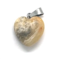 Polished heart-shaped natural tiger eye stone pendant with a silver metal clasp - Pendant Only (No Chain) / Crazy Agate