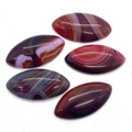 Polished natural oval agate cabochon stones in assorted red and brown earthy tones - Multicolor Gradient Banded (7)
