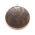 Pendentif rond en pierre naturelle avec bordure dorée pour création de bijoux DIY - 40mm / Pierre Paysage Tons Terre (N°9)