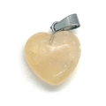Pale yellow heart-shaped natural stone pendant with a silver metallic lobster clasp - Pendant Only (No Chain) / Yellow Opaline Style (Style 22)
