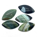 Five marquise dragon vein agate stones with green and white striped patterns - Dark Green Black White Banded (10)