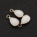 Pendentif goutte en cristal blanc facetté avec bordure dorée pour bijoux DIY - Jade Blanc / 10x18mm (3 Pièces/Paquet)