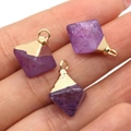 Trois pendentifs en pierre naturelle violette en forme de losange pour la création de bijoux - Violet