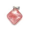Pendente in agata naturale rosa di forma quadrata con gancio in argento per collana - Cristallo Anguria