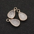 Trois pendentifs gouttes en quartz rose facetté avec placage en or rose pour bijoux - Cristal blanc / 10x18mm (3 Pièces/Paquet)