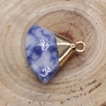 Blue and white fan-shaped natural stone pendant with gold plating for jewelry making - Blue Spot Stone