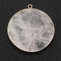 Pendentif rond en pierre turquoise blanche naturelle avec bord doré et anneau de suspension - 40mm / Cristal blanc