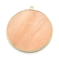 Pendentif rond en pierre d'agate rose avec bord doré et anneau de suspension doré - 40mm / Aventurine Rose