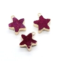 Pentagramm Naturstein Anhänger in Rosé-Lila mit vergoldetem Rand für DIY Schmuck - 15x19mm / Fuchsie