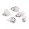 Cinq pendentifs en quartz rose irrégulier avec placage argenté pour bijoux DIY collier - Quartz Rose Argent