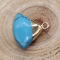 Blue jasper fan shaped gemstone pendant with golden clasp for jewelry DIY crafts - Blue Turquoise