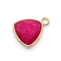 Triangle tiger eye pendant with rose pink faceted stone and gold-plated bezel setting - Triangle / Rose Red (No.1)