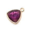 Triangle purple gemstone pendant with gold-plated bezel and ring for DIY jewelry - Triangle / Rose Red (No.4)