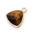 Faceted tiger eye stone triangular pendant with gold-plated frame for DIY jewelry - Triangle / Tiger Eye