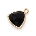 Triangular black stone pendant with golden metal frame and top ring for DIY jewelry - Triangle / Black Agate Color