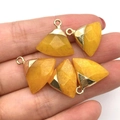 Five yellow fan-shaped natural stone pendants with gold metal ring connectors - Yellow (No.4)