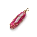 Hanger van roze gestreepte agaat met gouddraadwikkeling voor het maken van sieraden - Agaat