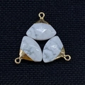 White howlite fan-shaped stone pendants with gold plating for DIY jewelry - Howlite