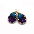 Tropfen Kristallanhänger mit blau-violettem Verlauf im vergoldeten Rahmen - Größe 3 / 14x23mm (20 Stück/packung)
