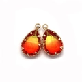 Zwei facettierte Tropfen-Kristallanhänger mit orangefarbenem Ombre-Effekt in Gold - Größe 8 / 14x23mm (20 Stück/packung)
