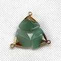 Three green aventurine stone pendants with gold metal caps for jewelry making - Green Aventurine