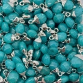 Gefacetteerde turkoois ovale hanger met zilveren connector voor sieraden - 8x14mm / Turquoise Kleur (Stijl 11)
