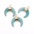 Three-piece light blue opal moon pendants with gold loops for jewelry making - Amazonite