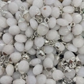 Bulkpak van witte natuurlijke agaat ovale hangers met gepolijste zilveren metalen bails - 8x14mm / Witte Jade