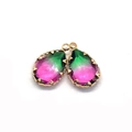Tropfenförmiger facettierter Anhänger mit grün-magenta Farbverlauf und Goldfassung - Größe 18 / 14x23mm (20 Stück/packung)