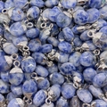 Gepolijste blauwe sodaliet ovale stenen hangers met zilveren metalen bails voor DIY-sieraden - 8x14mm / Blauwe spotsteen