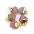 Pink heart-shaped faceted crystal pendants with elegant gold plated metal clasps - 10x14mm / Rose Quartz