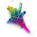 Rainbow plated raw crystal stone pendant with gold wire wrapped detail for DIY jewelry - Colorful Electroplated Style (2)
