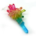 Rainbow crystal cluster pendant with golden wire wrap for DIY jewelry making - Pink Yellow Green Gradient Style (3)