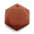 Hexagonal faceted goldstone pendant in reddish brown with a pre-drilled hole for DIY jewelry - Gold Sandstone