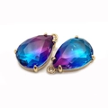 Pendentif goutte en cristal dégradé bleu-violet avec monture dorée à quatre griffes - Taille 3 / 13 X 21 Mm (20 Pièces/paquet)