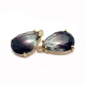 Pendentif en cristal facetté goutte avec dégradé violet et base en métal doré - Taille 6 / 13 X 21 Mm (20 Pièces/paquet)