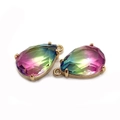 Pendentifs en cristal arc-en-ciel en forme de goutte avec monture dorée pour bijoux DIY - Taille 9 / 13 X 21 Mm (20 Pièces/paquet)