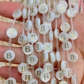 Natural sea shell 8mm round bead featuring a gold letter B for DIY jewelry making - 8mm / Letter B